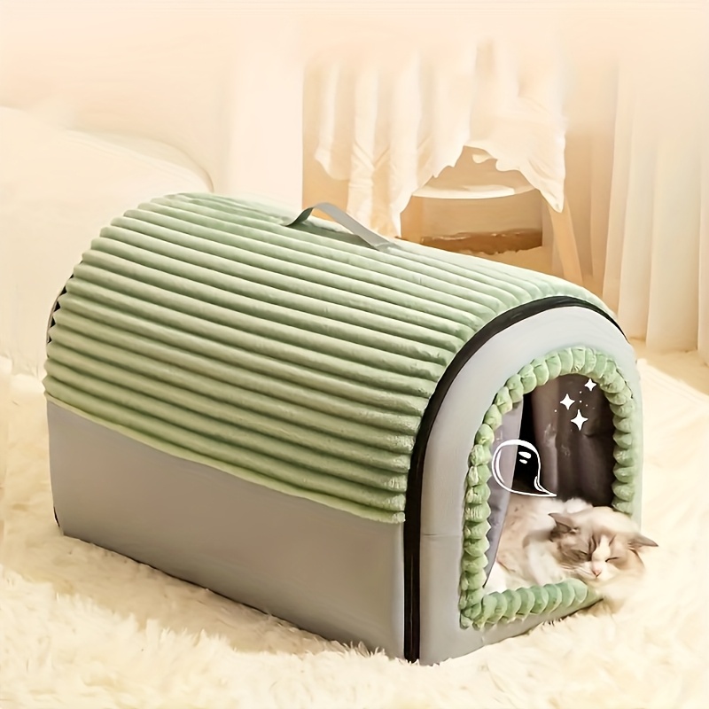 All-Season Warm & Cozy & Dog House with Plush Removable Bed - Spacious Cottage-Style Pet Tent for Large Breeds, Indoor/Outdoor Use, Winter-Ready Kennel for Golden Retrievers, Shih Tzus, Pomeranians - Easy-Clean Durable Pet Shelter
