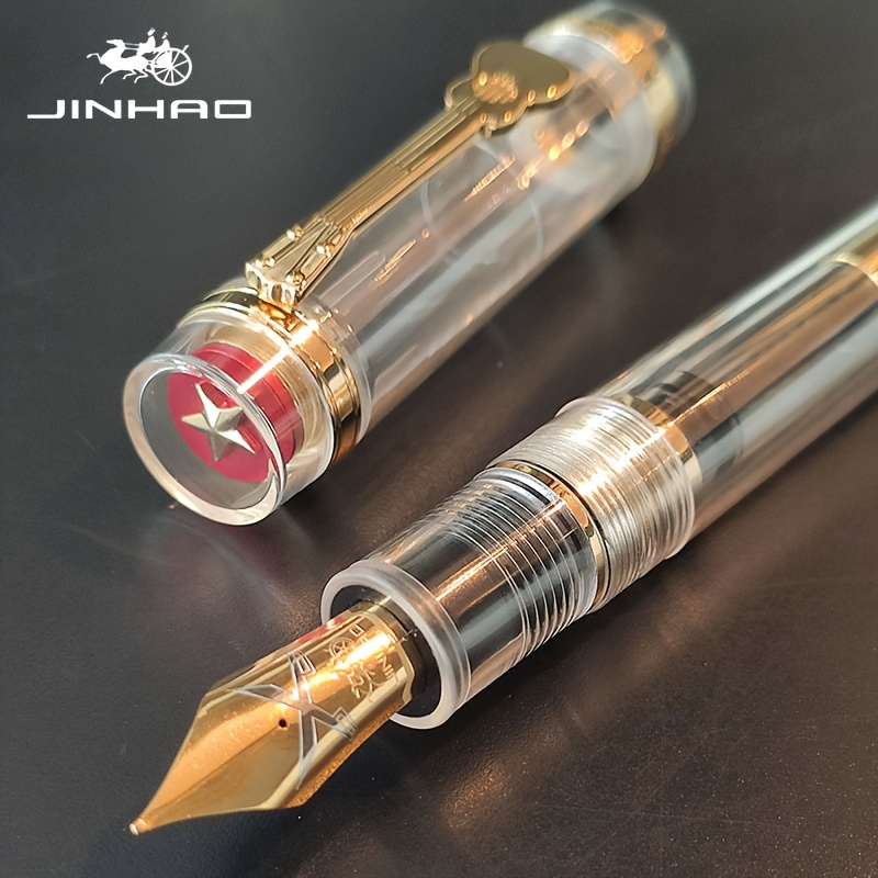 1935 Transparent Clear Fountain Pen with Five-Pointed Guitar Clip Big  Size Converter Ergonomic Grip, Fine Tip, Screw, Office Sc