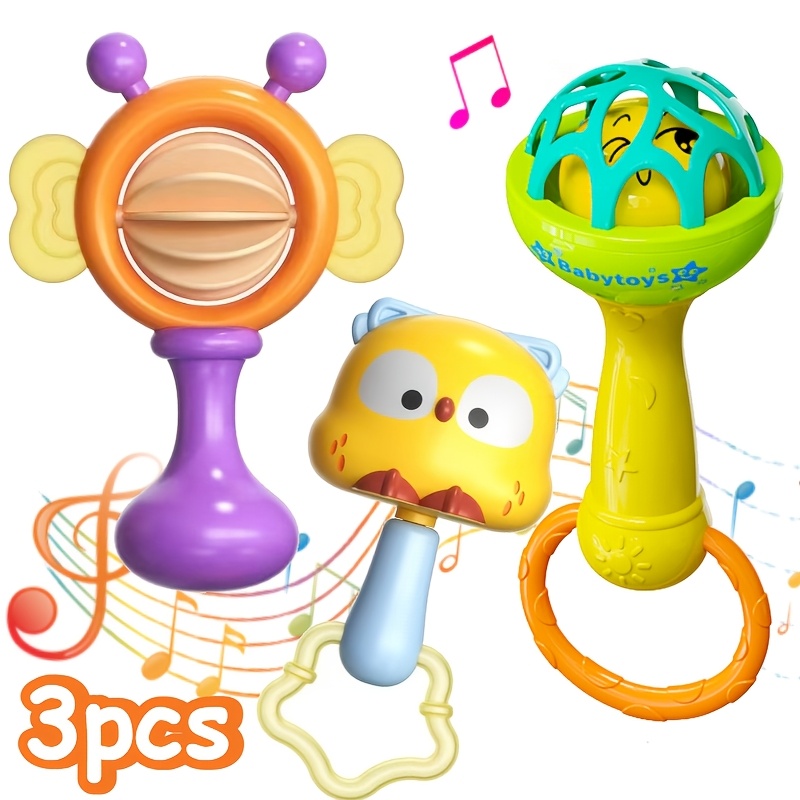 Image of Set Of 3 Colorful Animal-themed Instruments For Young, Designed For With Gripping Features, Vibrant Stripes, And Sound Notes. Made From Durable Materials For Sensory Exploration