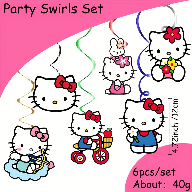 Image of 6pcs/set Hello Kitty Party Swirls | Cute Themes For Birthday, Mother's Day, Christmas, Graduation - Brand, Paper Material