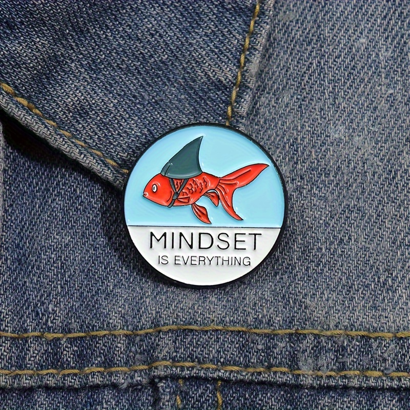 1pc Creative Shark, Goldfish, Carp, And Fish Mentality Are Important Pin  For Boys Metal Badges For Backpack Clothes