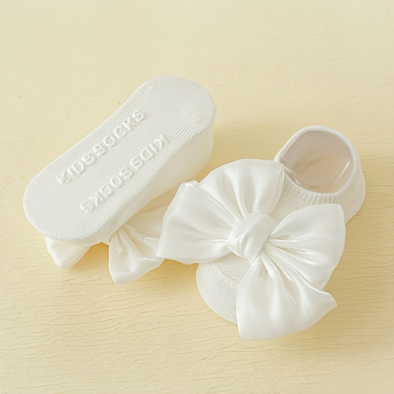 1 Pair Newborn Socks Dot Glue Anti-slip Floor Socks Baby Socks New Large Bow Walking Socks Baby Socks Crew Socks Hot Item Socks Suitable For 0-1 Year Old