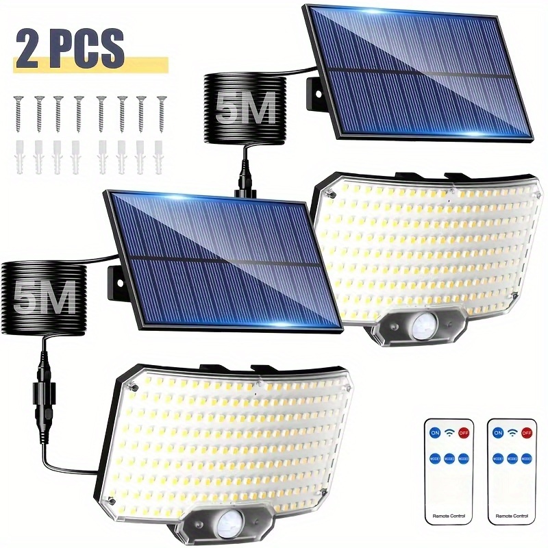 E-shop 2er Pack Außenwandleuchten mit PIR-Bewegungsmelder, 234 LED Superhelle Wegeleuchten, IP65 -/Stufenleuchten geeignet für Terrasse, Garten,