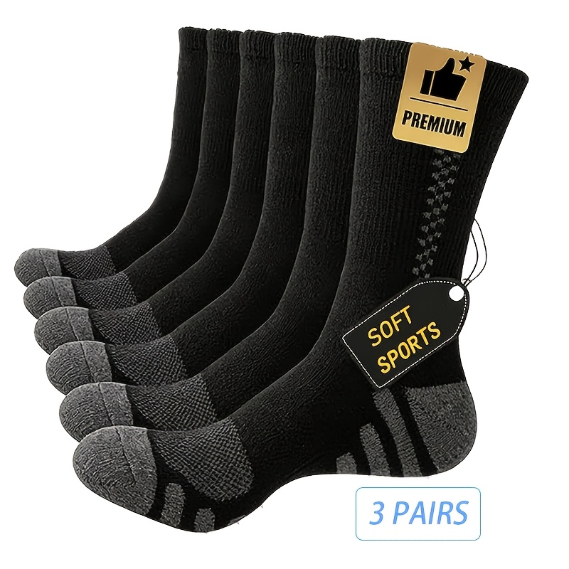 TEMU 3 Pairs Of Men's Sports Work Long Socks, Calf Socks, Suitable For Running, Exercise, Gym, Men's Sports Socks