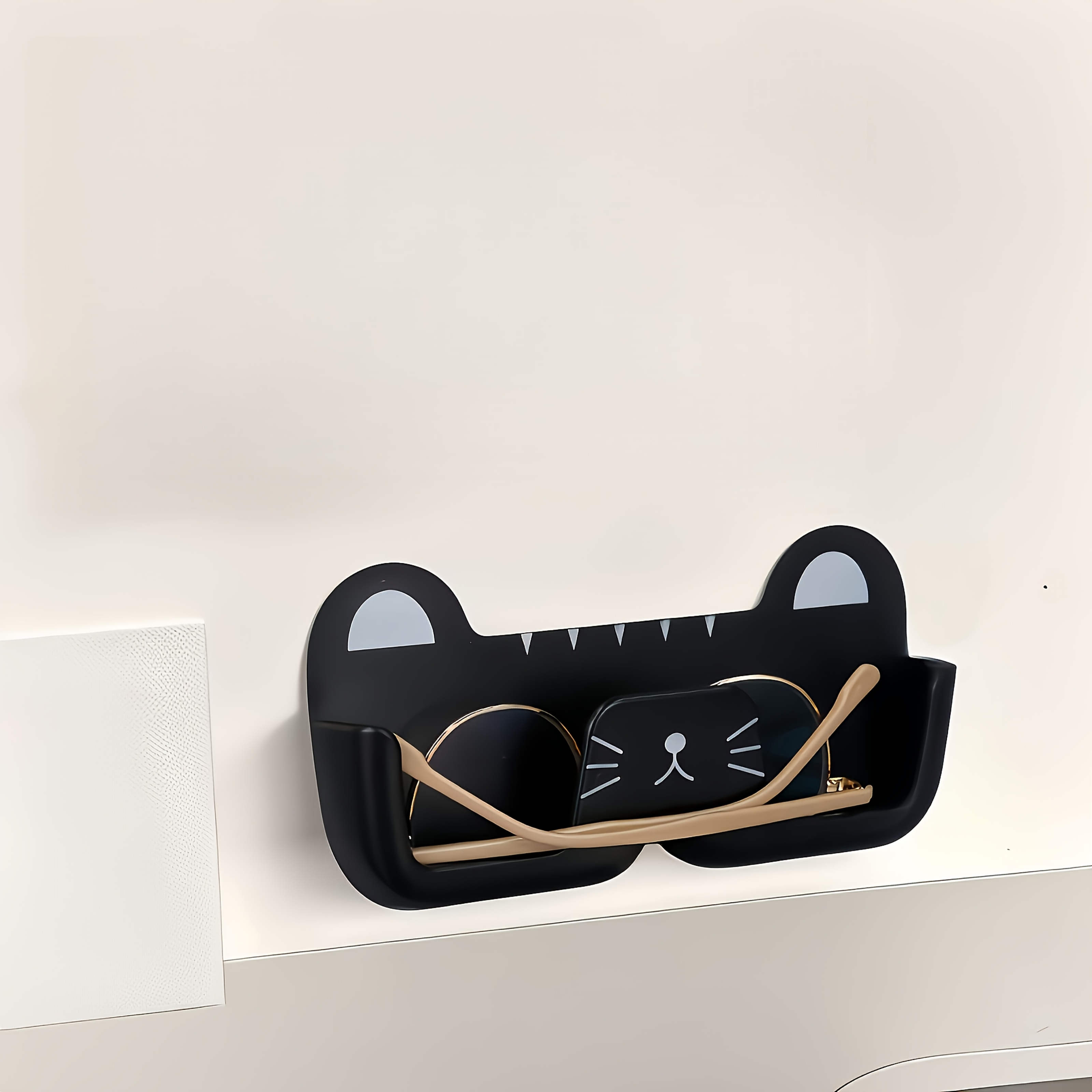 TEMU Porte-lunettes mural perçage Awaoko et présentoir à lunettes de mode - Étagère murale suspendue sur le thème du chat, convient , de bain, le