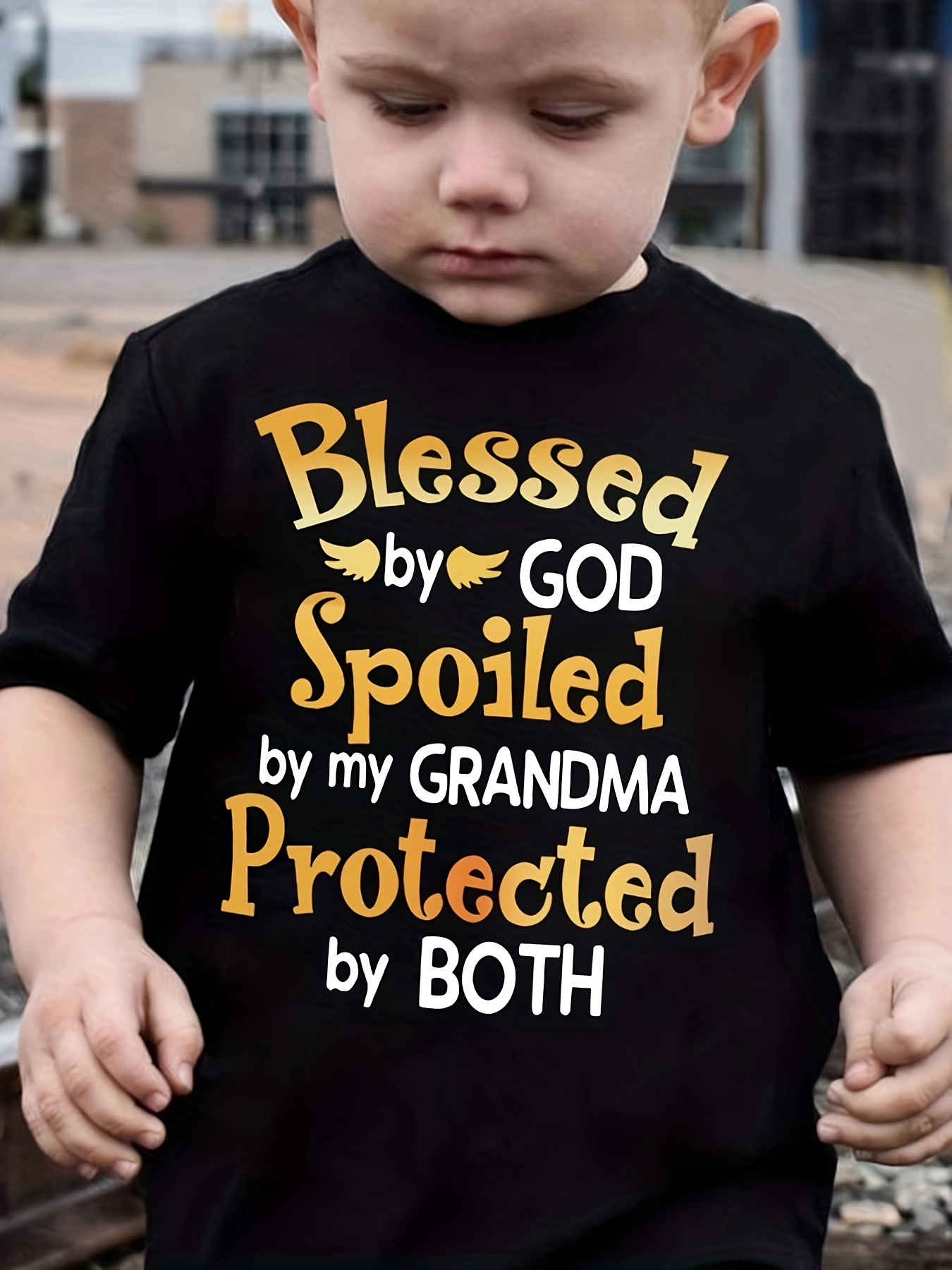 Kids Religious Tees Boys' Funny Religious T-Shirt &*;Blessed By