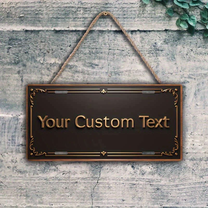 1  text metal sign personalized name plaque bronze   6x12 inch aluminum elegant golden accents ornate frame   home decor or gift metal wall art decor 0