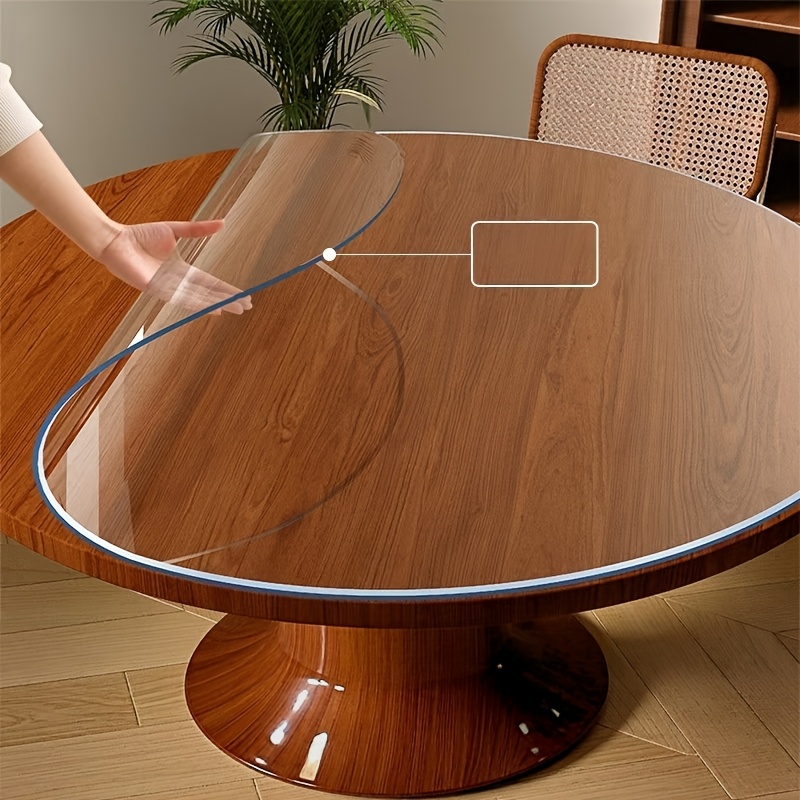 TEMU Transparent Round Elastic Tablecloth, Pvc Tabletop Protector, Suitable For Dining Tables/coffee Tables/desks/kitchen/hotel Countertops,