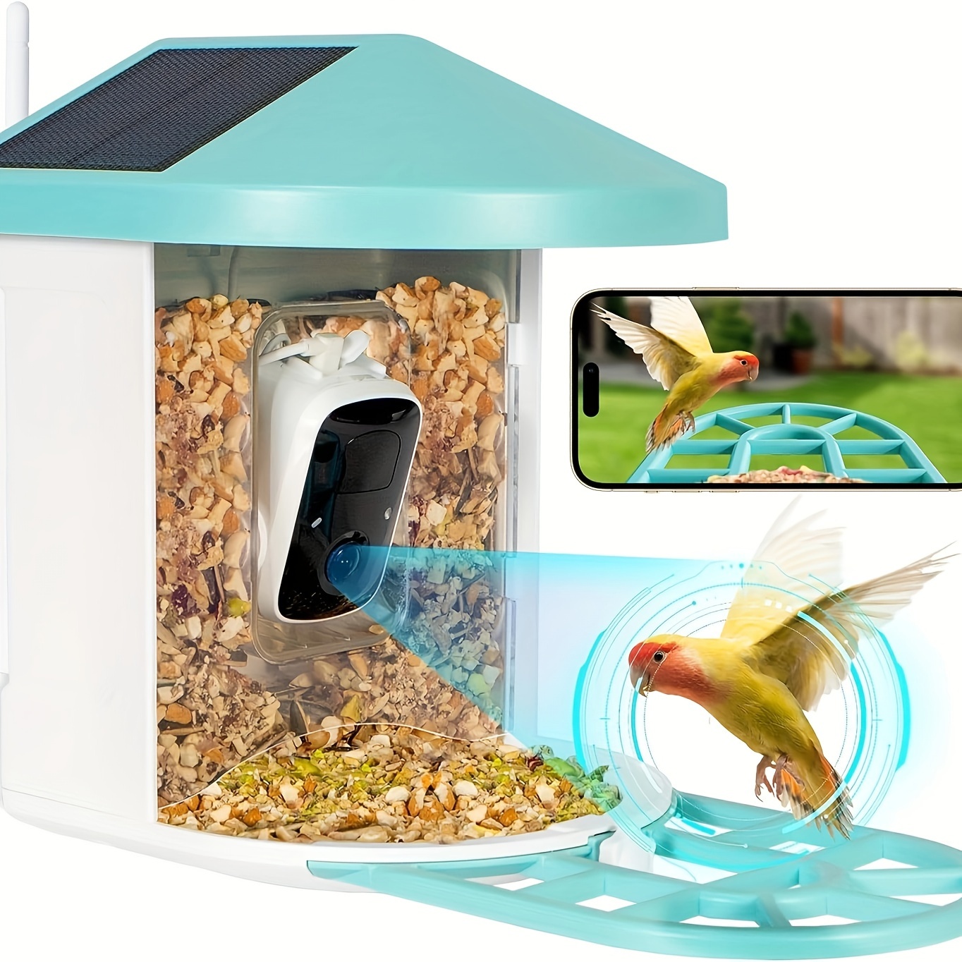 

Bird Feeder With Camera, For Mom, Dual Solar Bird Feeder, Ai Identify Birds, 4k High Resolution, Weather-resistant Bird Feeder