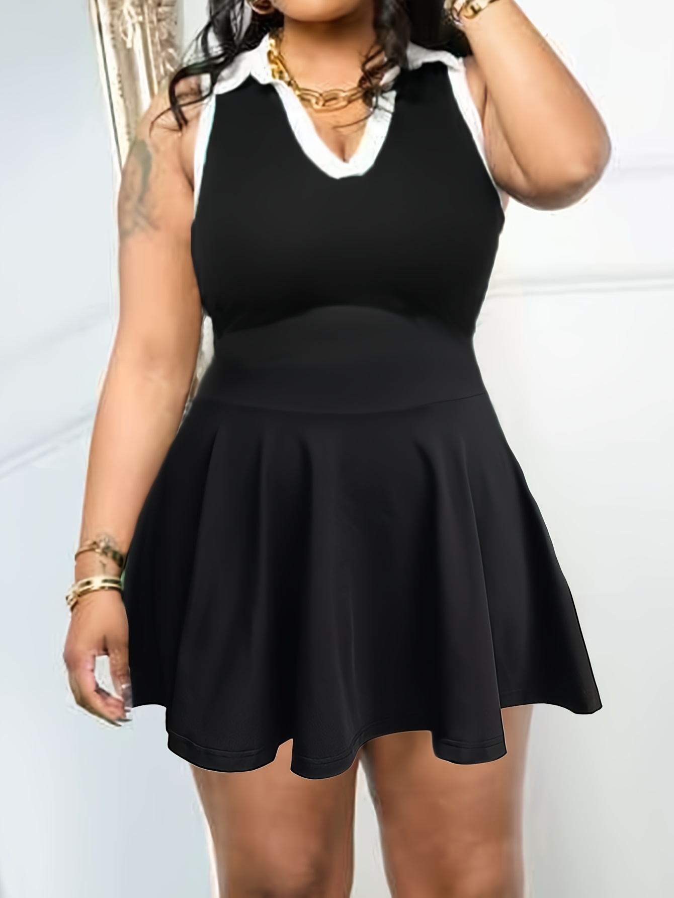 plus size womens sporty collar tennis dress stretchy - Temu Mauritius