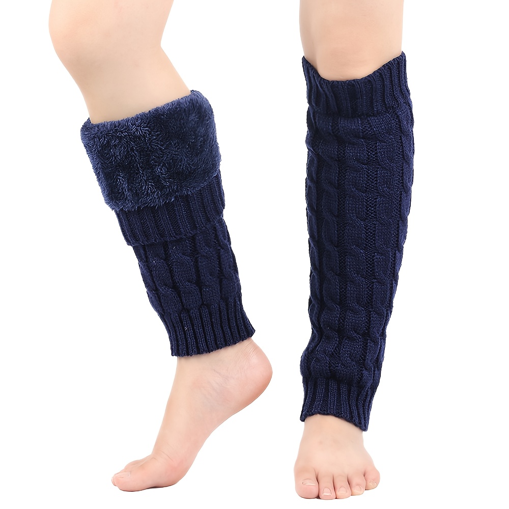 TEMU 1 paire de protège-chaussettes d'hiver élégants doublés pour femme, bottillons chauds en acrylique