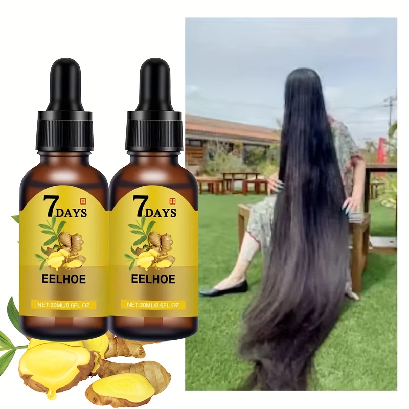 TEMU 2pcs Ginger Hair Oil, Ginger Nourishing Scalp Massage, Hair Serum, Biotin Hair Serum, 7 Day Ginger Hair Serum For All Hair Types.