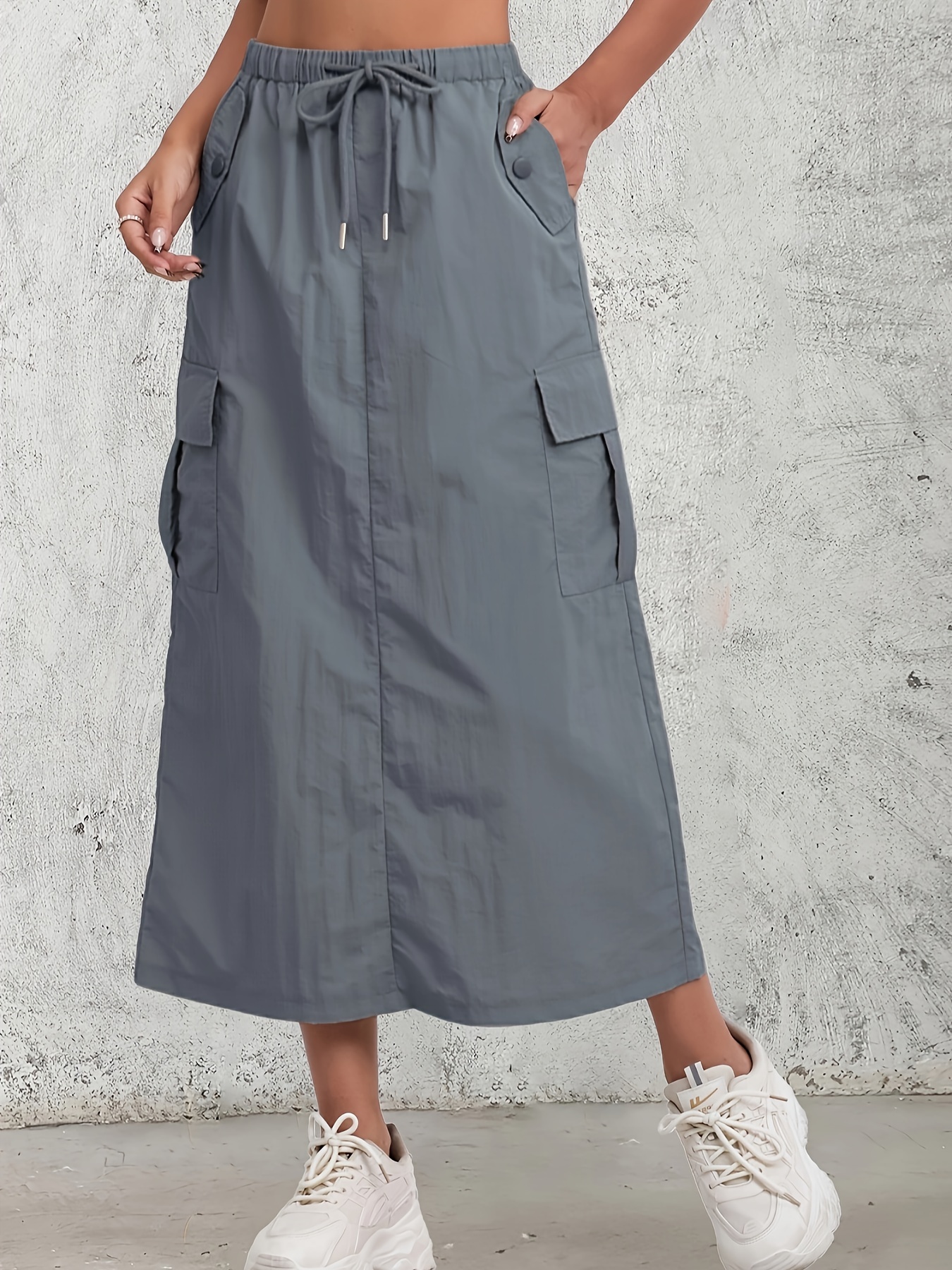 【BAON】Warmogu Cargo Shirring Long Skirt Limited Edition Long Cargo Skirt – Buttcoat