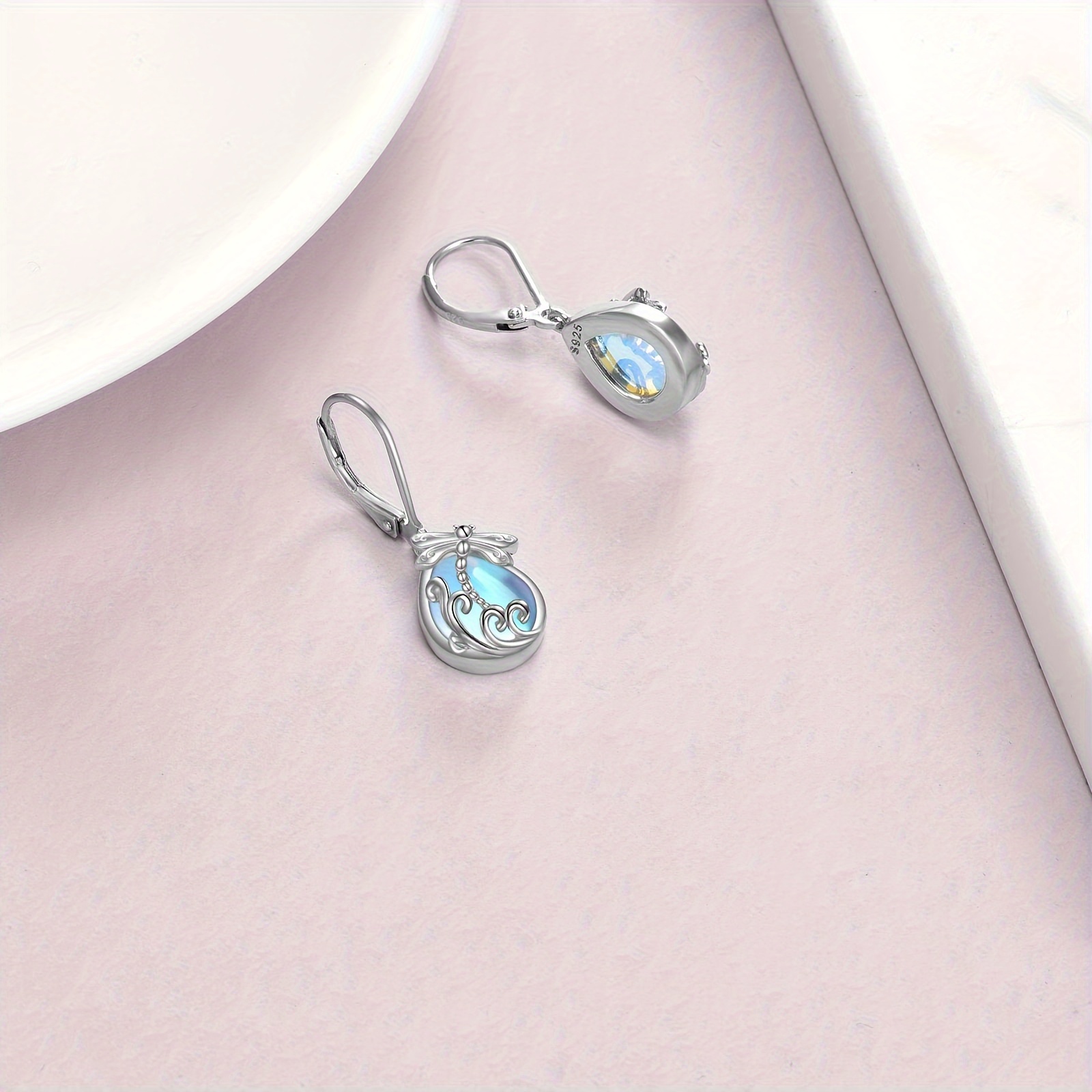 womens pure silvery french   earrings low allergy synthetic   925 pure silvery pendant earrings with bees hummingbirds dragonflies suitable for christmas gifts and anniversary gifts for mothers wives daughters and grandmothers Product details 3