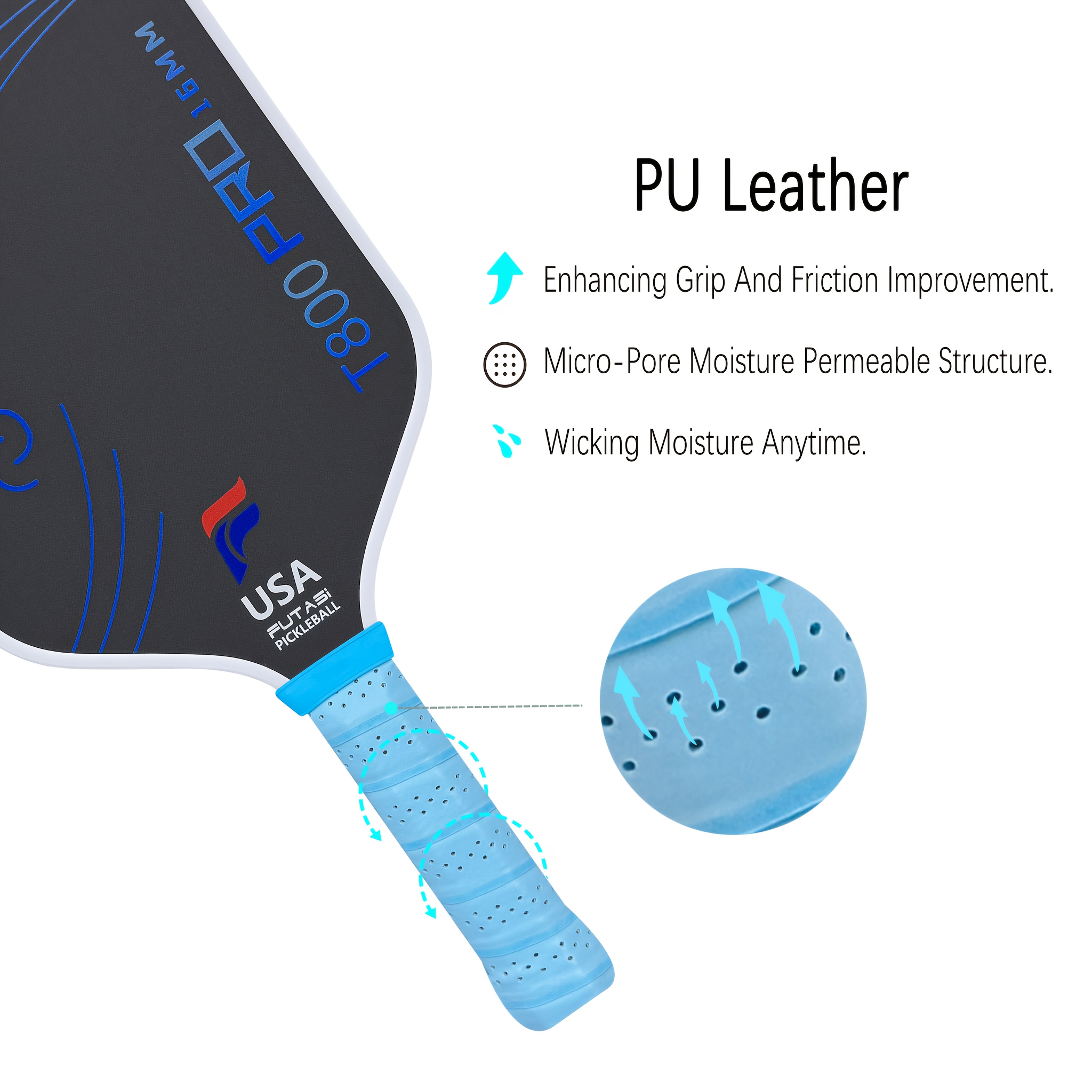 T800 Carbon Fiber Pickleball Paddle, Superior Spin