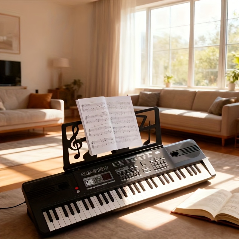 Popular Choice: 61-Key Multifunctional Electronic Piano, with 6 Preset Demo Songs, 16 Tones, 10 Rhythms, 8 Percussion Instruments, 2 Learning Functions, Sound Effect Control, Recording, Programming, Chords, Insert, Volume, Tempo, Digital Display