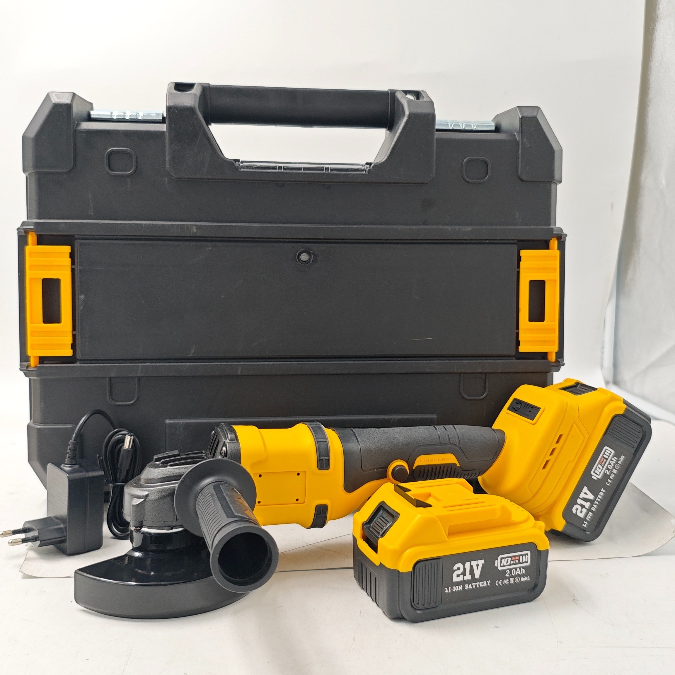 

Rechargeable Angle Grinder, Cordless Polisher, 21v Brushless Impact , 1 Machine For Multiple Purposes, With 2 Lithium Batteries And A Charger.