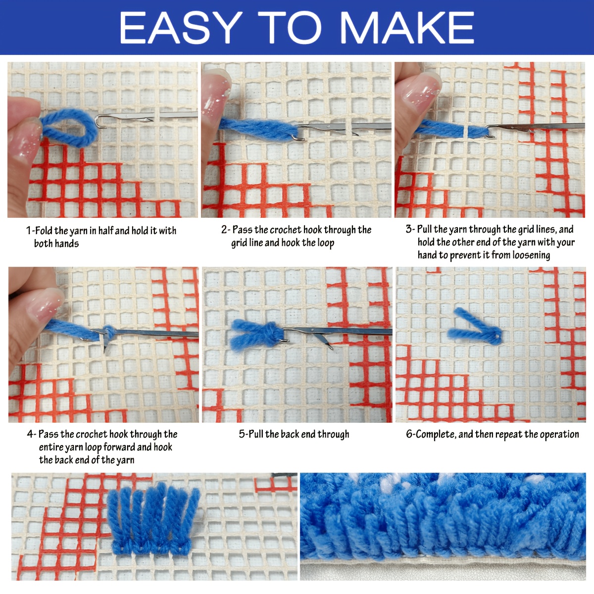 Christmas Gingerbread Man Latch Hook Kit for Beginners