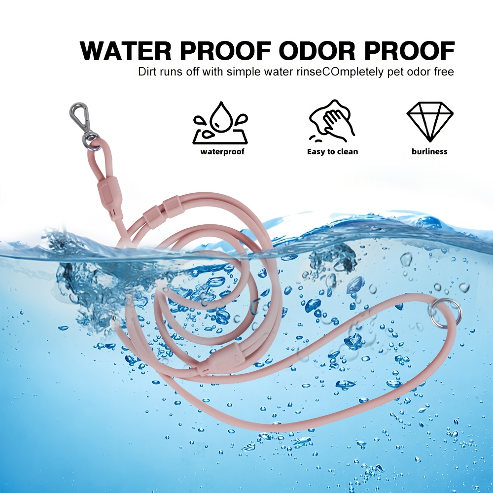 Round Silicone Dog Leash with Sturdy Metal Hook Closure