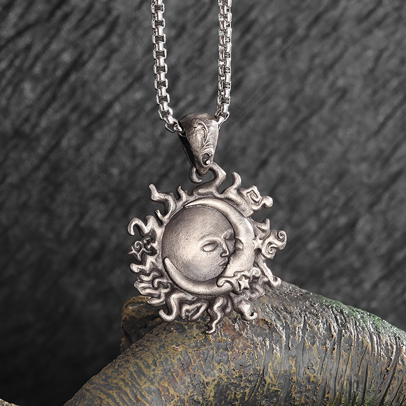

1pc Men's Sun And Moon Pendant Necklace