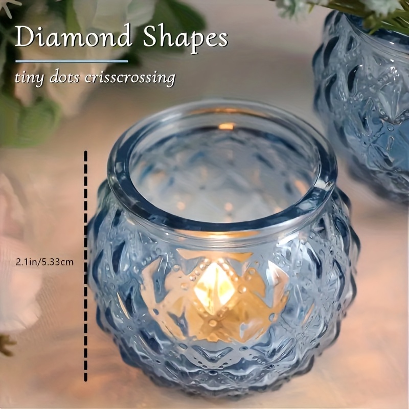Image of Bohemian Style Glass Wish Candle Holder - Polished Diamond Texture, Perfectly Suitable For Wedding Centerpieces, Home Decor, Christmas, And Halloween. Candle Holder Only, No Candles Included.