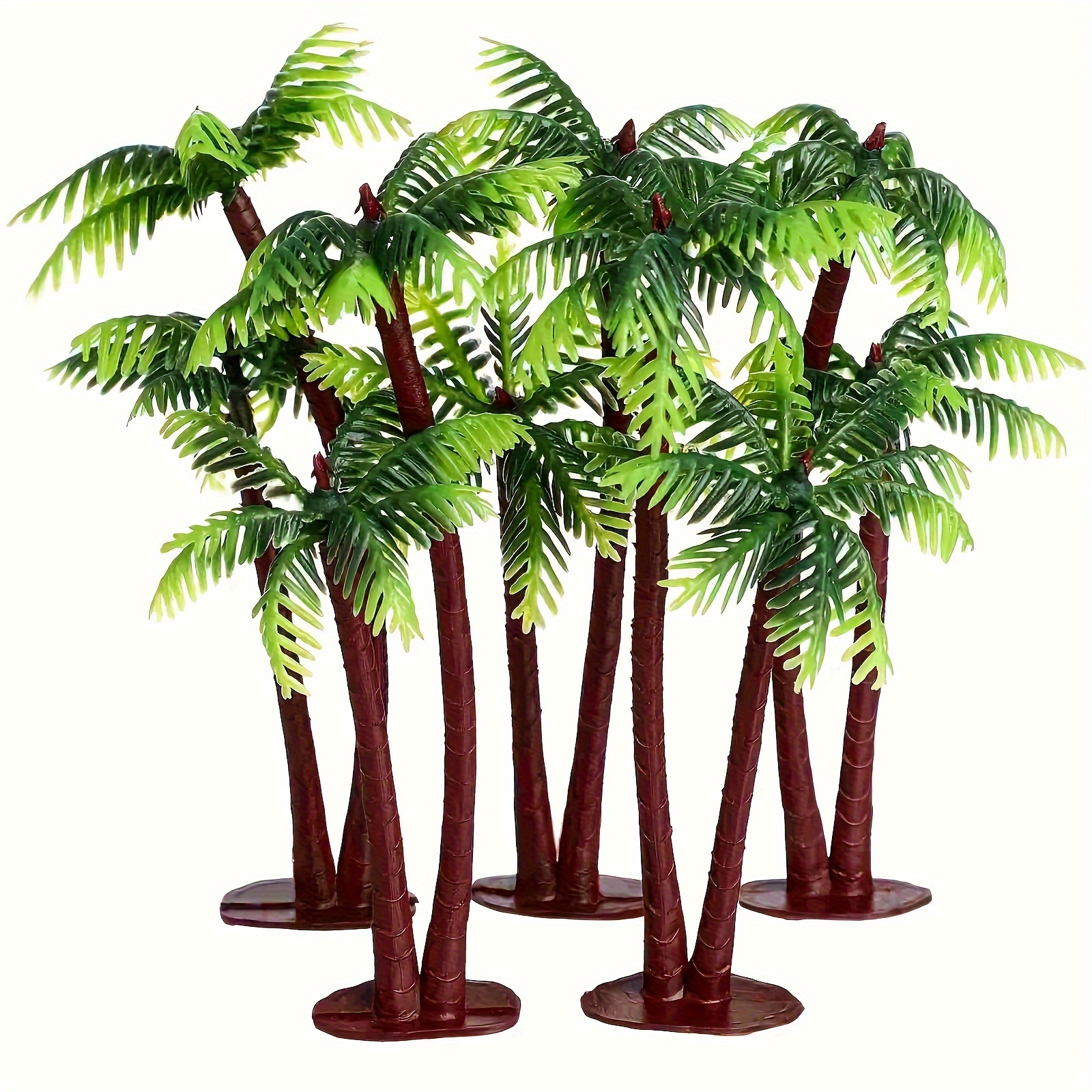 

5-pack Artificial Coconut Palm Trees - Miniature Fish Tank Decor, Pp Material, Durable Aquarium Landscape Ornaments With Stable Base