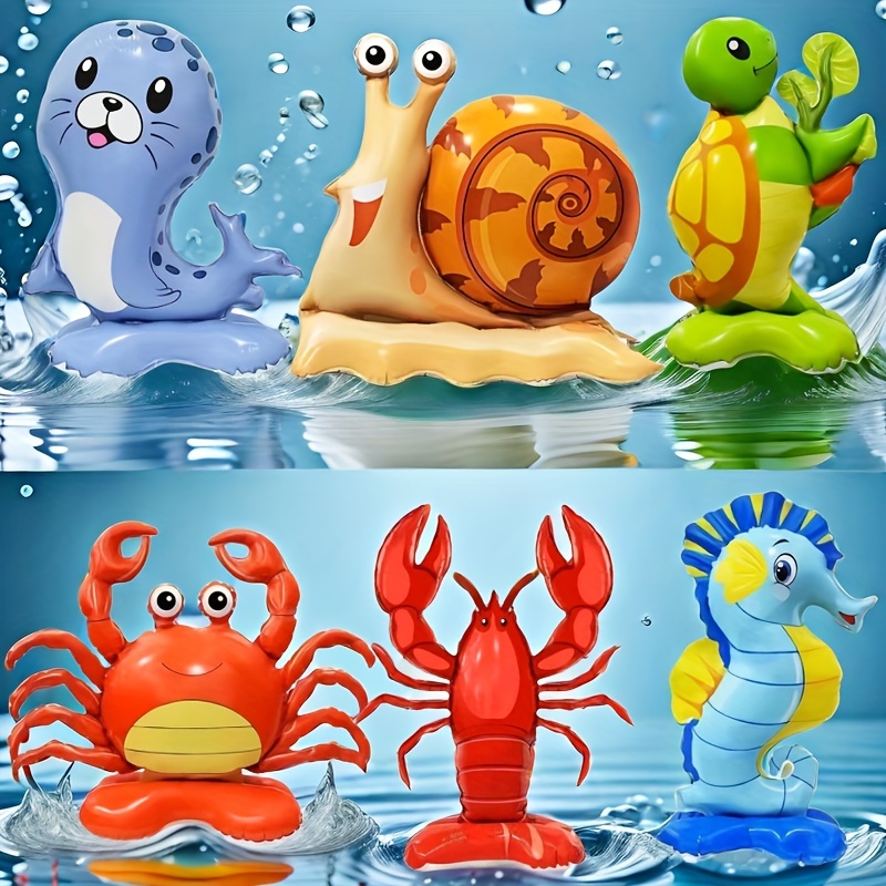 

6-piece Large Sea Creature Foil Balloons For Birthday & Party Decor - Vibrant Colors, Easy Setup