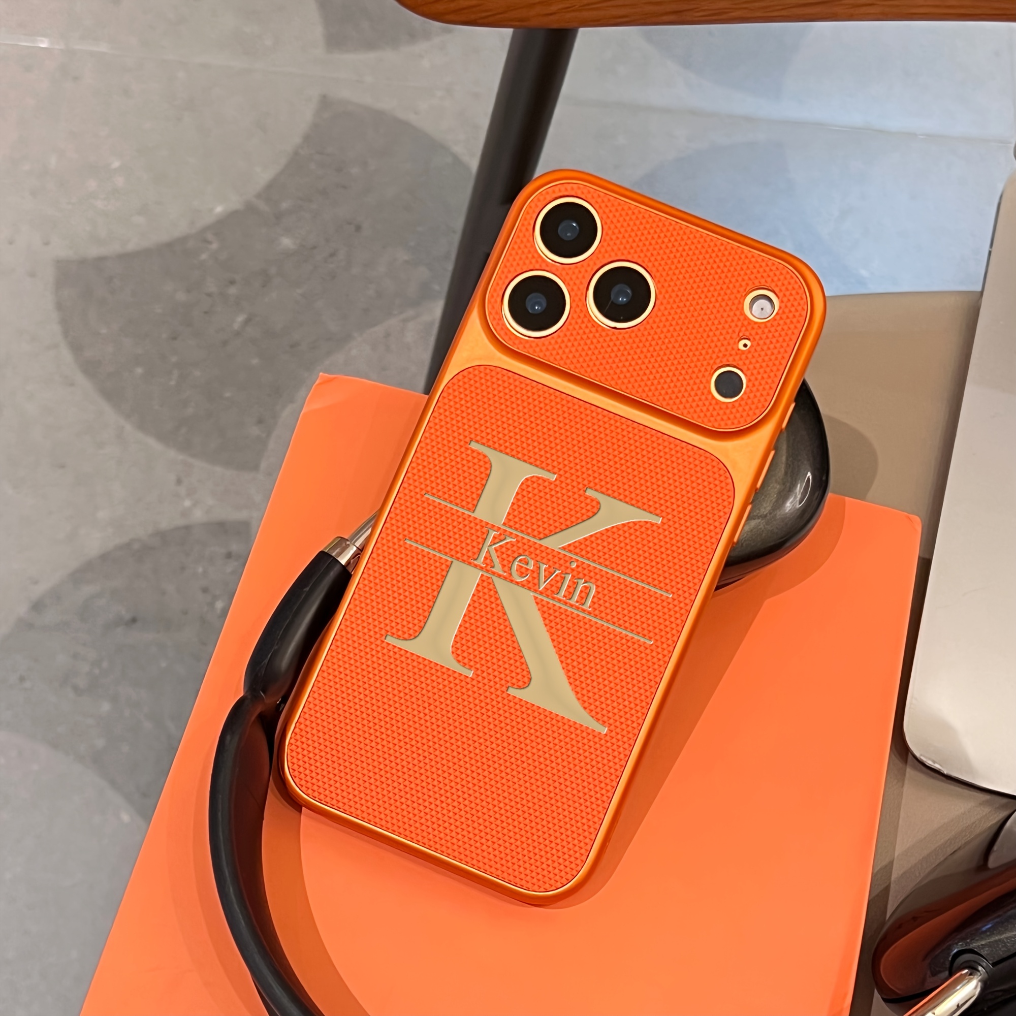 TEMU Phone Case: Customized Initial Diy Big Letters Luxury Football Texture Synthetic Leather Phone Case Compatible With Iphone 17 Pro Max 17 Air