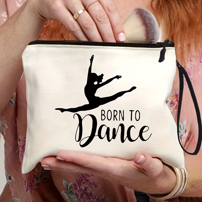 

Born To Dance Canvas Cosmetic Bag - Unisex-adult Portable Makeup Pouch With Zipper - Non-waterproof, Unscented Travel Toiletry Organizer For Gifts And Personal Items