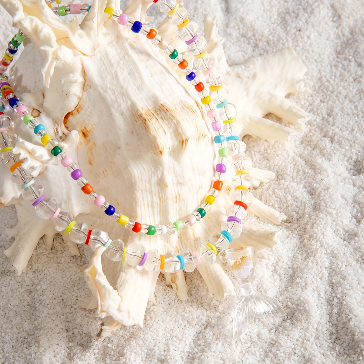 Bohemian Multicolor Beaded Fish Tail Pendant Jewelry Set