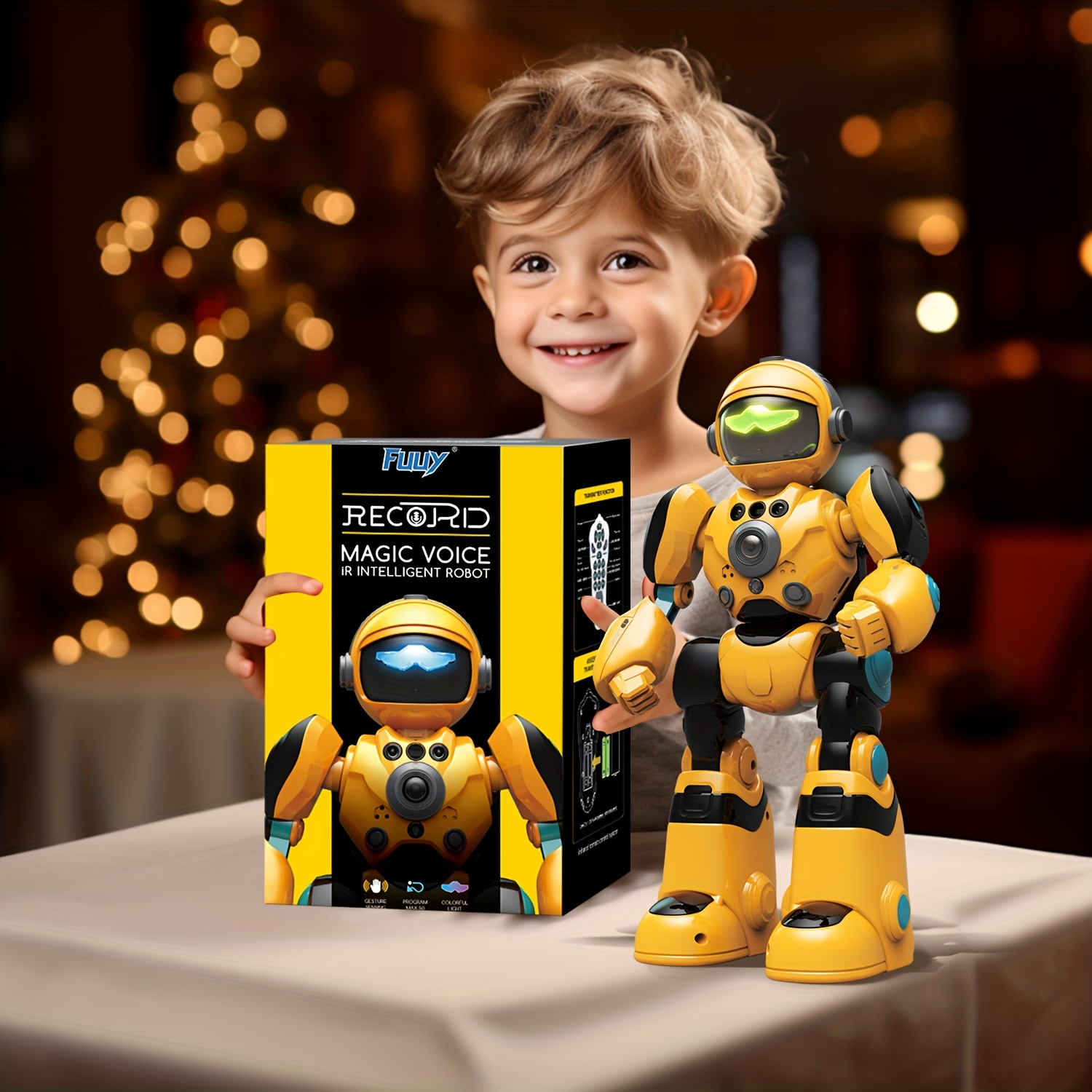 FUUY Children's Toy Robot, Programmable Robot, Remote Control Intelligent Reply, Walking And Dancing Robot, Adjustable Volume, Magical Voice Robot, Birthday Gift