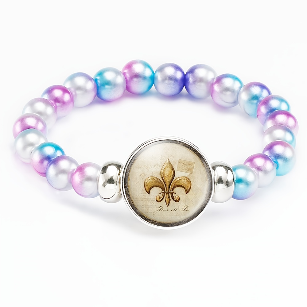 Fashionable Rainbow-Colored Plastic Beaded Bracelet, Retro Design