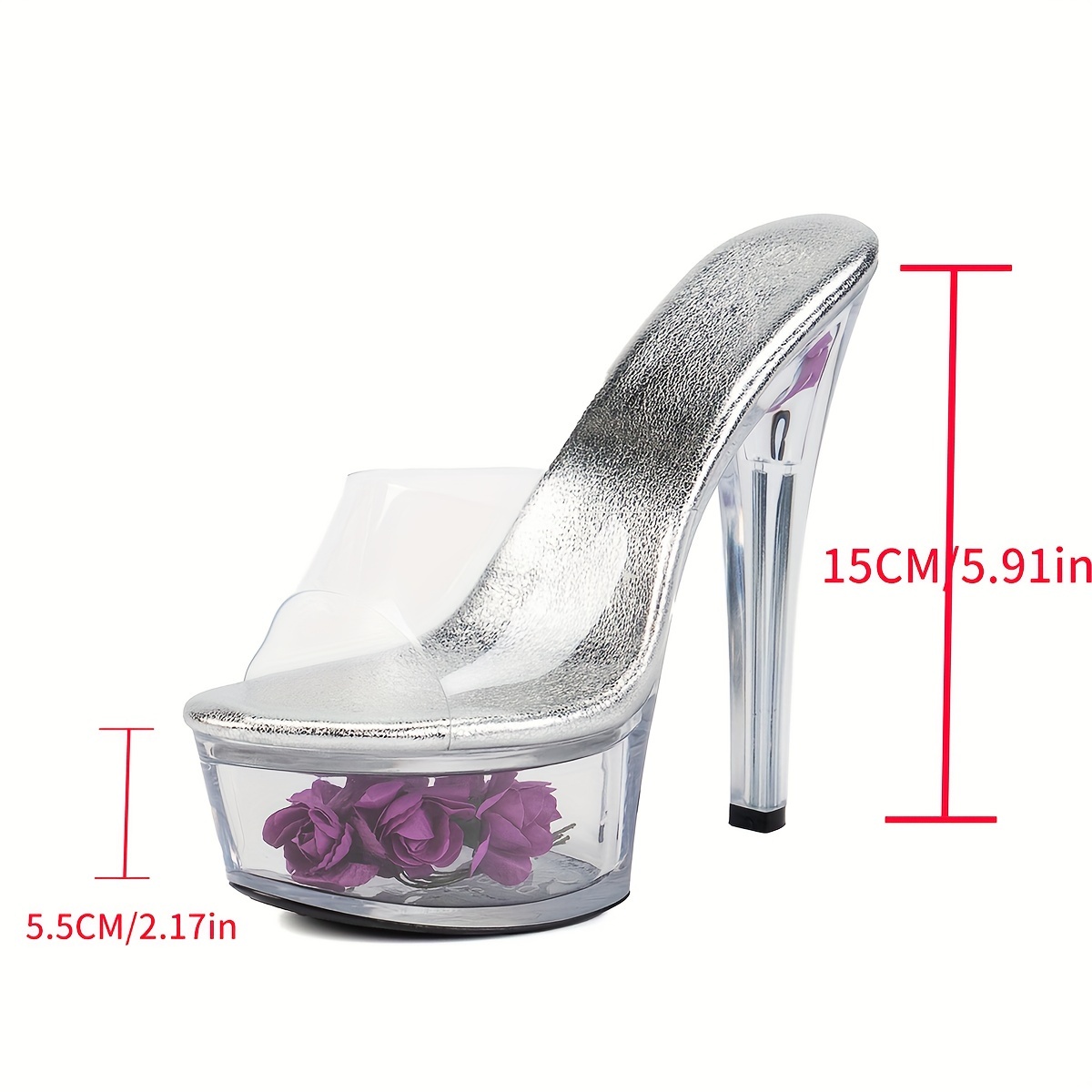 chaussures a talons hauts en cristal transparent femmes Temu France