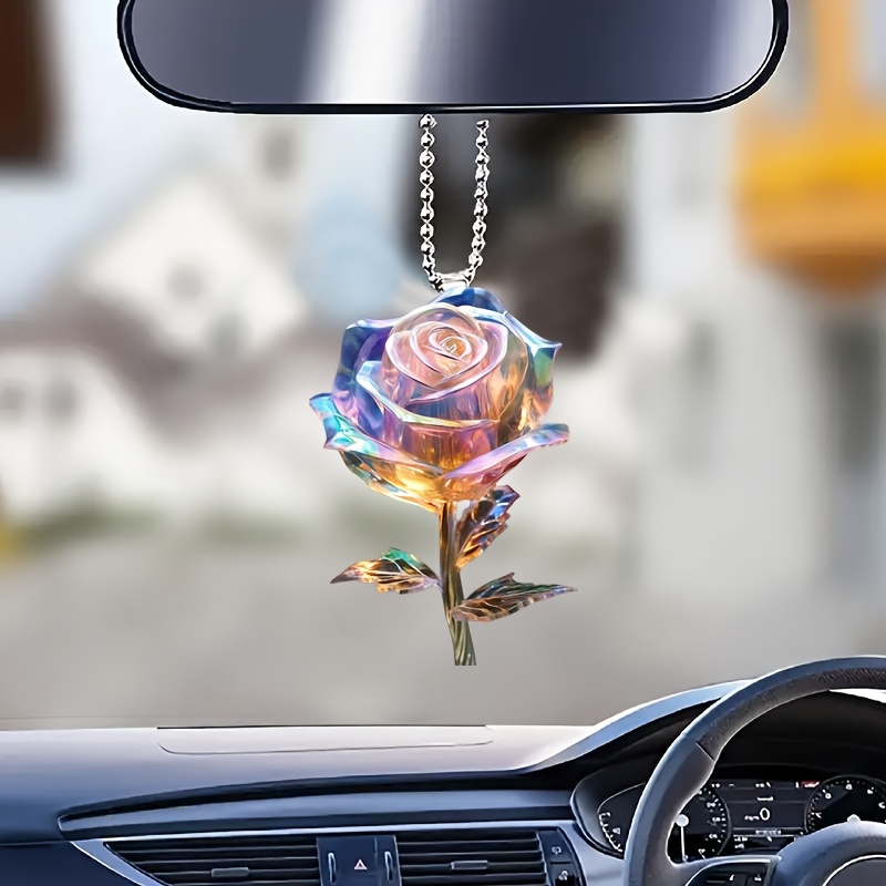 

1pc Acrylic Crystal Pendant - Multifunctional 2d Flower Ornament For Vehicle, Home, And Backpack Decoration - Ideal For Couples, Holidays, Valentine's Day, Christmas