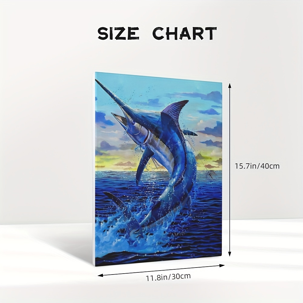 Big Blue Fish Billy Fish Marine Life Poster Painting - Temu