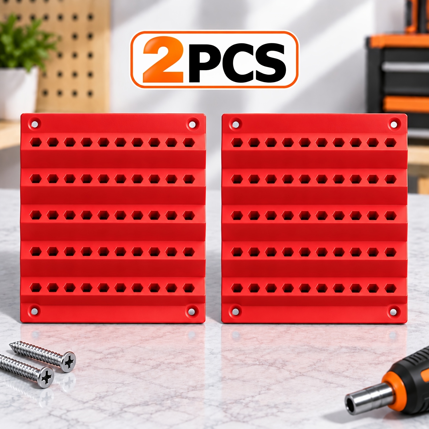 TEMU 2 pezzi Porta Punte da Parete, Porta Punte Esagonali, per Punte da 6.3 mm, Capacit� 50 Punte, Organizer per Utensili Cacciavite per Garage ,
