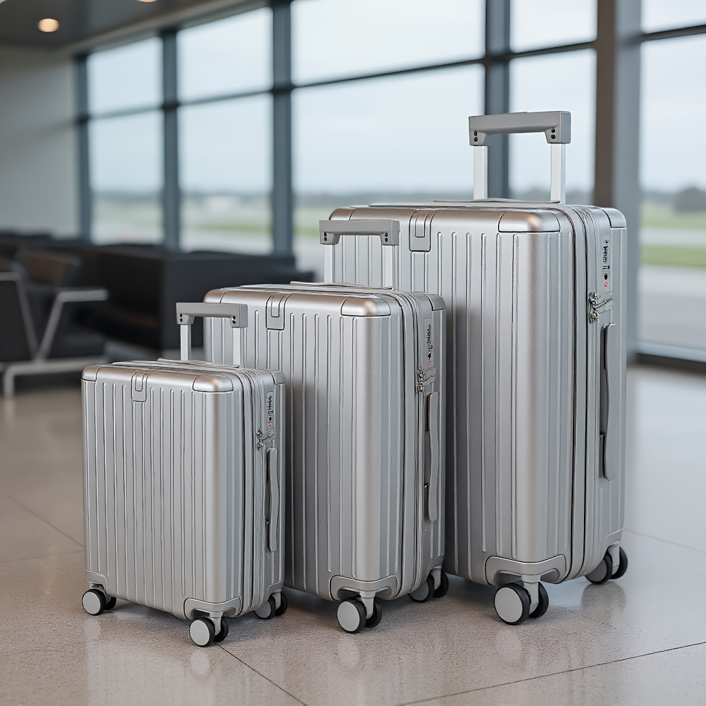 TEMU Three-piece Luggage Set, Large Capacity Suitcase, Abs pc Material, Retractable Handle, , Multi-directional Spinner Wheels, With Cup Holder,