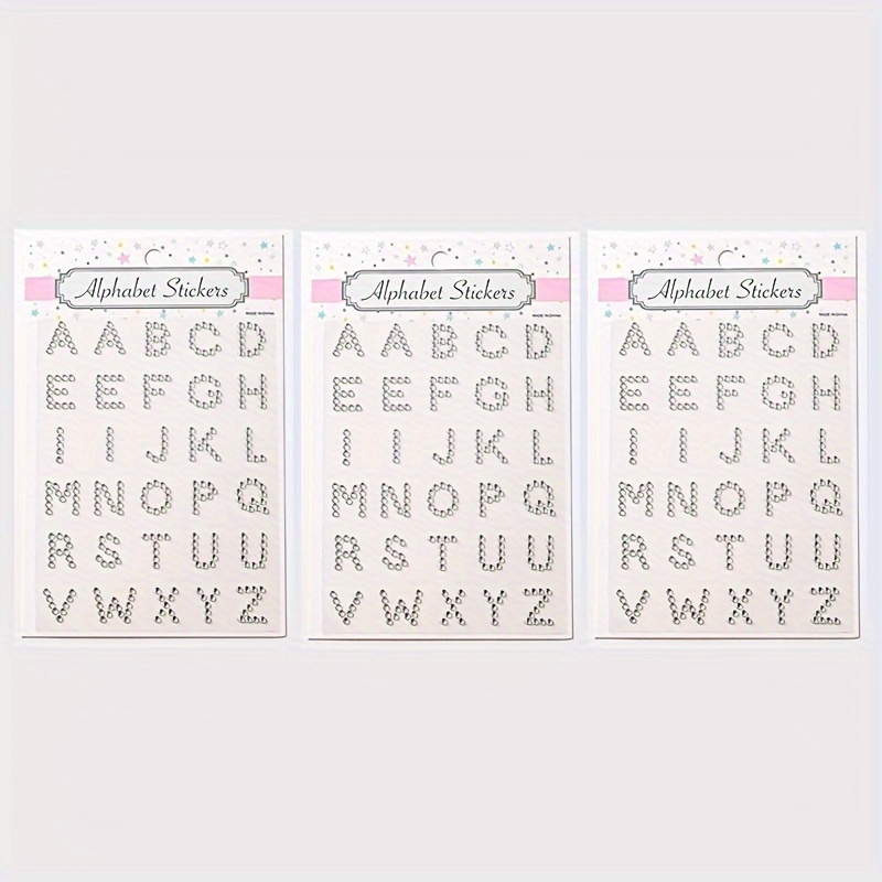 Image of 3sheets Creative 3d Crystal Acrylic Pearl Alphabet Stickers, Decoration Diy Material Mini Pearl Stickers Transparent English Letter Decals For Scrapbooking Craft