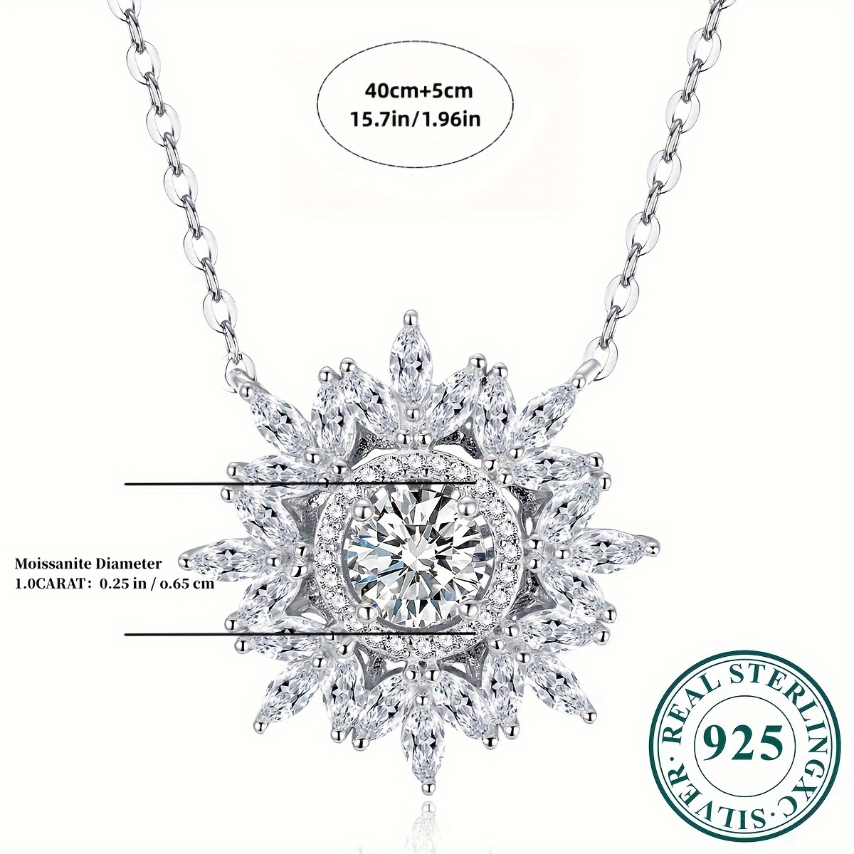 1 piece 925 sterling silver 1 carat moissanite necklace original snowflake element fashionable ladies pendant necklace engagement wedding   anniversary gift halloween christmas gift details 2