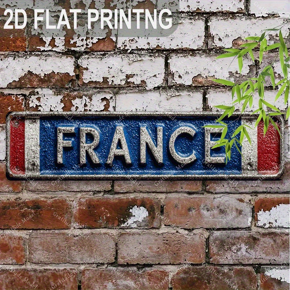 TEMU Panneau Plat 2D - Un panneau plat 2D, 1pc, une plaque en aluminium durable étiquetée "FRANCE" (15.7X3.9 pouces / 40Cm X 10Cm), adapté , les