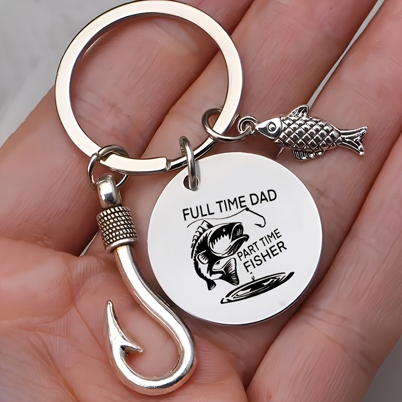 An Ideal Gift For Fishing Enthusiasts: Stainless Steel Keychain With Fish Hook And Small Fish Additions, Father's Day Gift