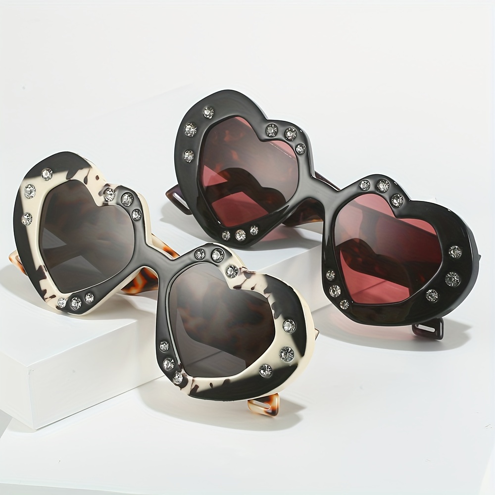Gafas Sol Forma Corazón Mujer Lentes Sol Lujo Diamantes - Temu