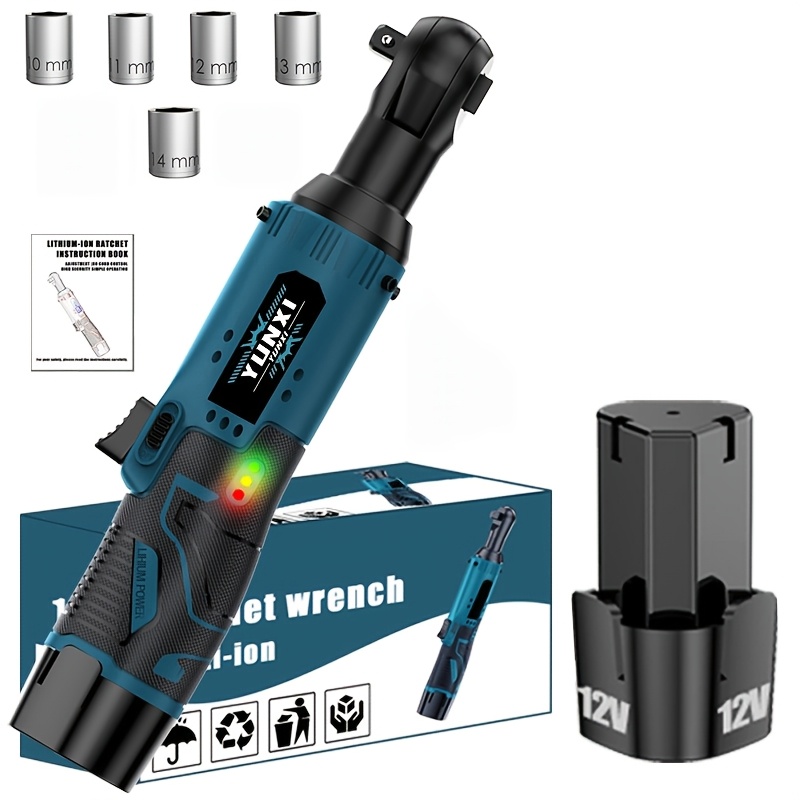TEMU Newly Upgraded Wireless Ratchet Wrench, Rechargeable Electric Ratchet Kit, This Right Angle Wrench Is Very Suitable For Household Use. An Ideal