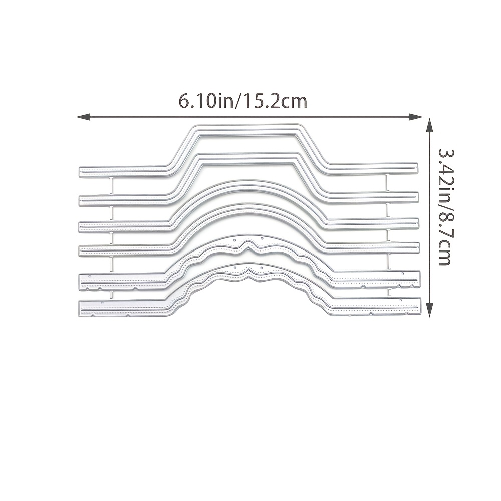 TEMU Set de 6 matrices de découpe à encoches de poche, matrices à bords cousus, matrices de découpe en métal pour la création de cartes à rabat,