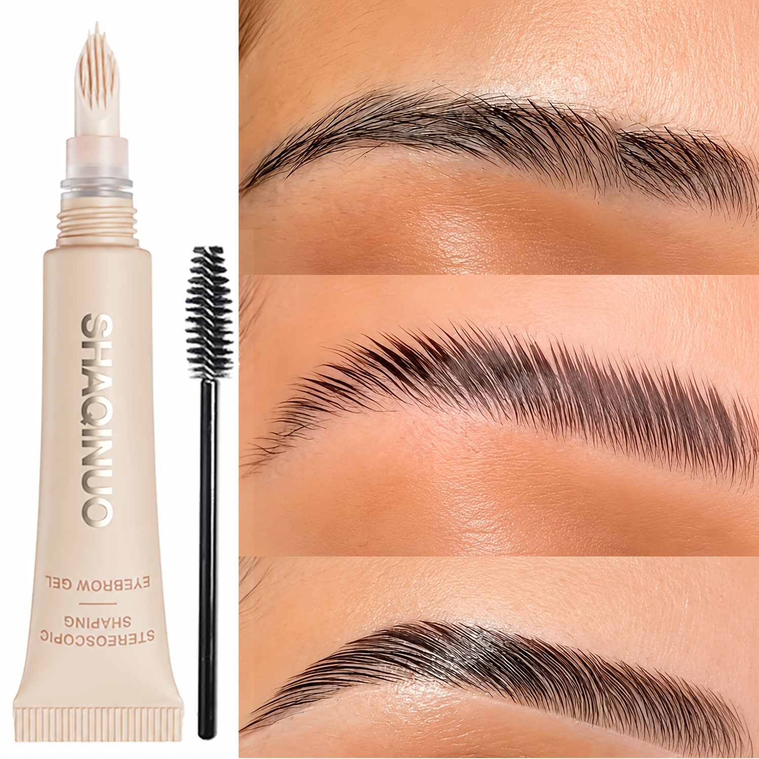 Image of 1pc, 3d Solid Eyebrow Gel And Brush, Clear Jelly, Fixing Eyebrow Makeup Effect, 3d Wild Eyebrows, Long-lasting, And Natural, Valentine's Day Carnival Holiday Gift