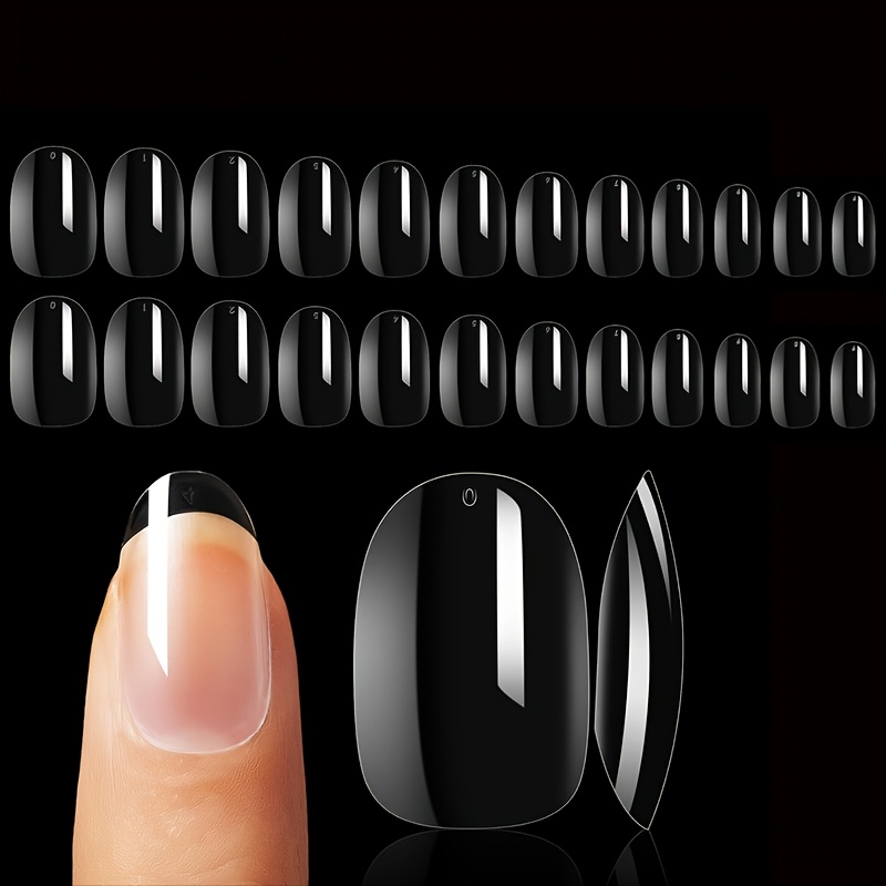 E-shop Kurze ovale Nagelsticker 240 Stück, vollständige Abdeckung, transparente Box, aufdrückbare Acryl-Nagelverlängerungen, 12 Größen, natürliche