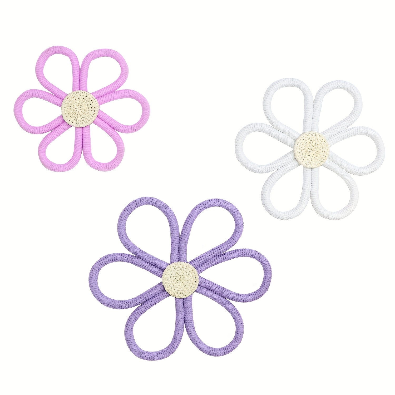 Image of A Set Of Handmade Daisy Wall Decorations, Featuring Purple Daisies For Hanging, Suitable As Gifts For Home, Office, Dormitory, Christmas, Halloween, And Thanksgiving