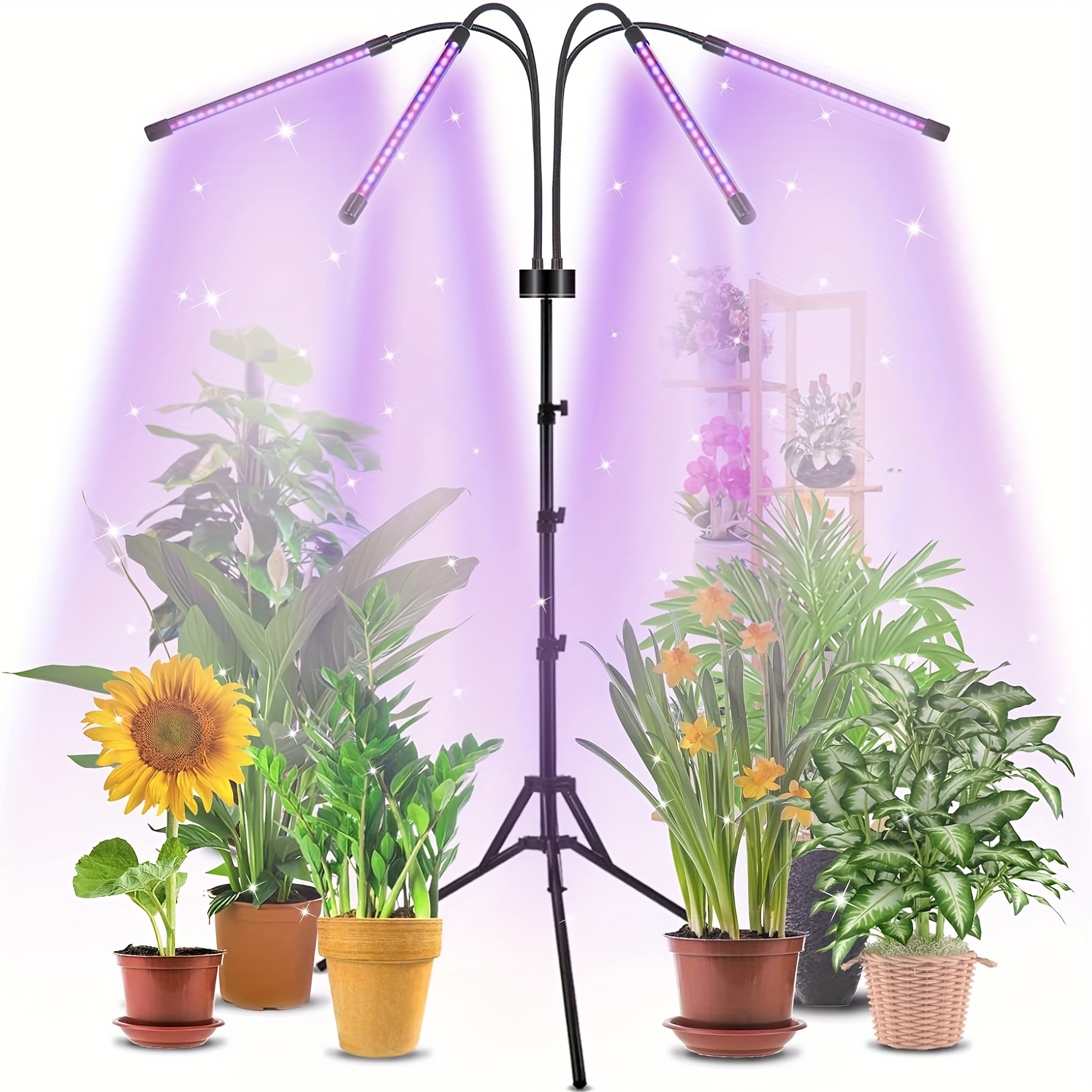 

Grow Light With Stand, For Indoor Plants With Red Blue , 10 Dimmable , 3/9/12h Timer, 3 Switch , Adjustable Gooseneck, Suitable For Plants Growth