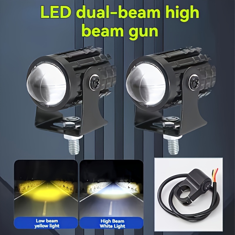 

Motorcycle Led Auxiliary Lights Dual-beam High/low, Universal Fit For Motor Vehicles, Trucks, Cars, Electric Vehicles, Without Battery