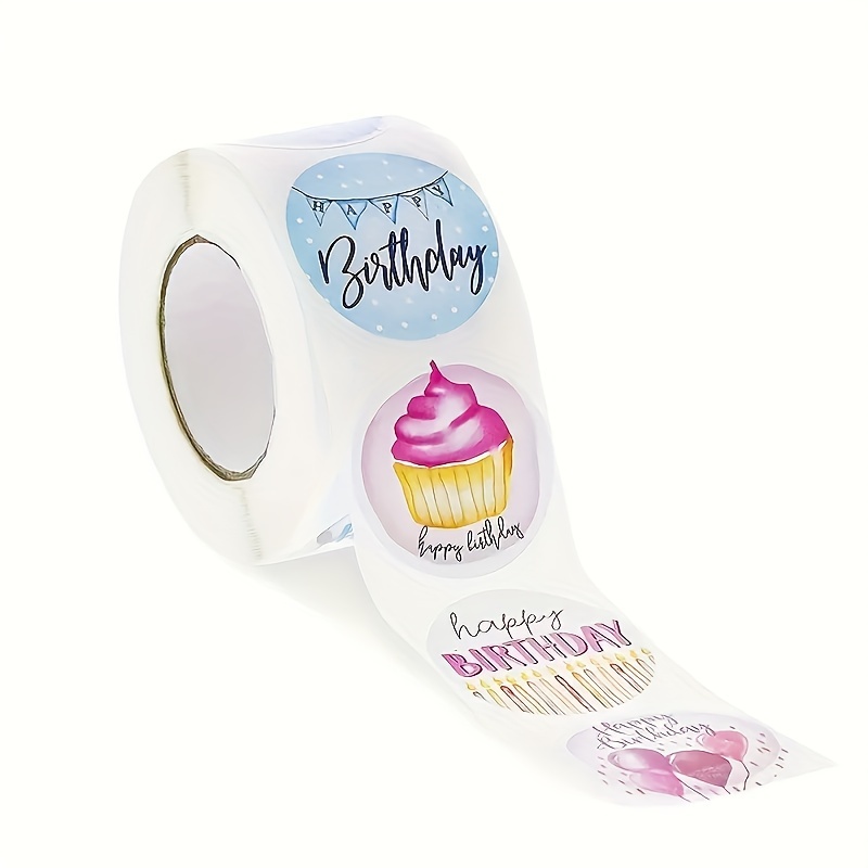 

500 Pcs/roll Happy Birthday Stickers - Office Stationery, Sealing Labels, Decorative Labels For Gifts